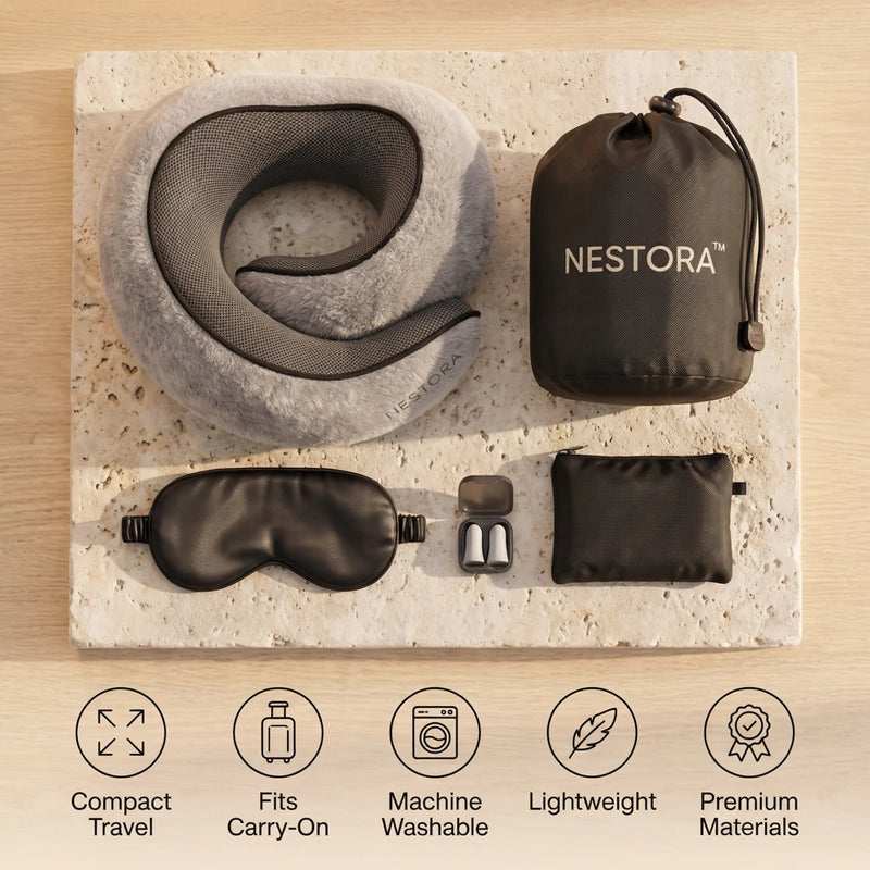 NESTORA travel pillow for comfortable airplane trips